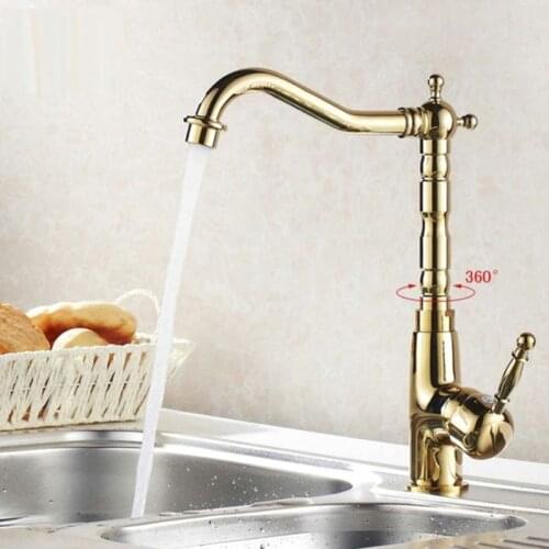 Bathroom Basin Sink Faucet Gold Color Brass Single Handle Kitchen Tap Faucet Mixer hot and cold water tap ZD561