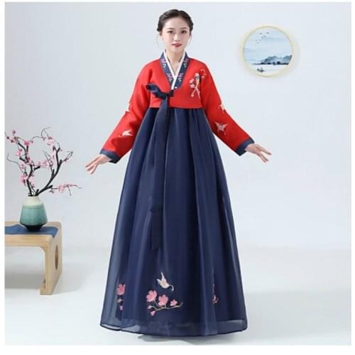 Korean Traditional Hanbok Womens Embroidered Palace Dress Ethnic Stage Performance Dress Festival Celebration Embroidered Dress