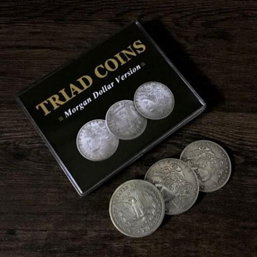 Triad Coins (Morgan Gimmick) By Joshua Jay Coin Magic Tricks Close Up Magic Props Gimmick Coins Vanishing Super Visual Effect