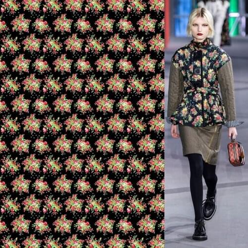 Spring and autumn European and American brand printing bouquet pattern imitation cotton fabric for dress shirt sewing