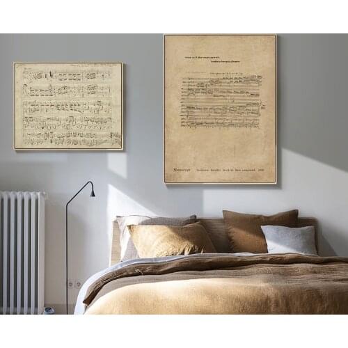Vintage Manuscript Music Poster Original Old Handwritten Score Retro Canvas Painting Artwork Prints Music Wall Art Home Decor