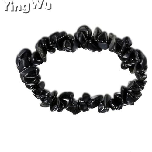 Yingwu 10pcs/lot Wholesale Lots Natural Stone Chip Beads Chakra Black Tourmaline Bracelets for Women Reiki Healing Meditation