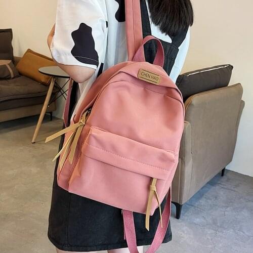 Medium solid color high quality womens backpack 2021 summer new shopping small backpack Waterproof nylon student school bag