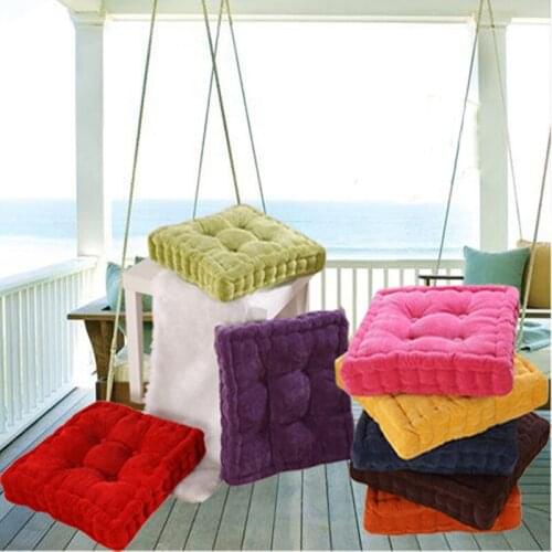1pc Square Shape Plaid Thick Winter Warm Chair Pad Cushion Soft Washable Cotton Home Floor Decor 672720