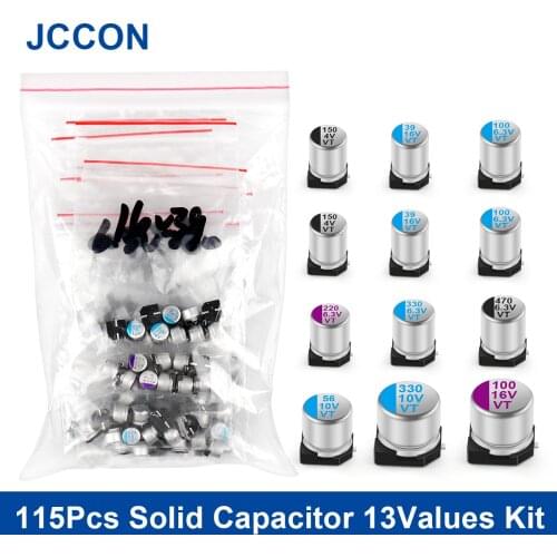 115Pcs/Lot Solid Capacitor 12Values Motherboard Assorted Box Kit 4V/6.3V/10V/16V/20V 470UF 560UF 1000UF Storage Samples Set