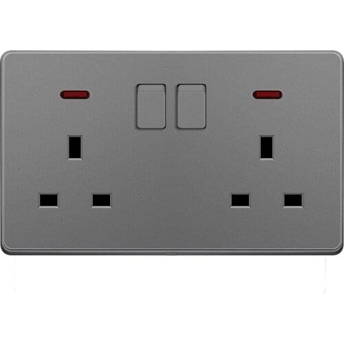 Universal Wall Socket With LED Light Switch White PC Panel 13A 250V Universal Standard Power home Socket Outlet 2.1A Dual USB