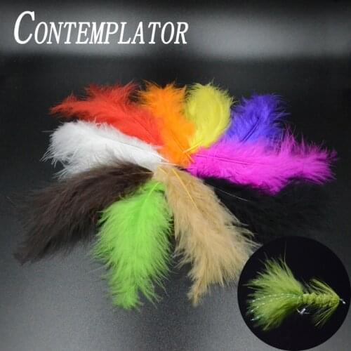 20pcs/pack marabou turkey feathers woolly bugger nymph fly tying materials 10optional colors large streamer fly fishing feather