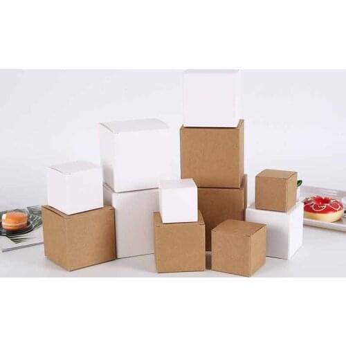 50pcs Kraft Paper Multifunction Square Cardboard Box DIY For Soap Cookies Jewelry Cosmetic Gift Packaging Candy Cake Baking Box