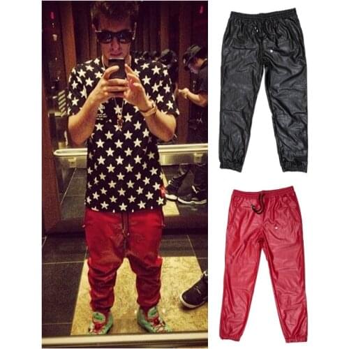 Free Shipping Men Fashion New Normic 2014 Fashion Trend Of The Hiphop Pu Pants Casual Pants Hiphop Leather Trousers /30-40
