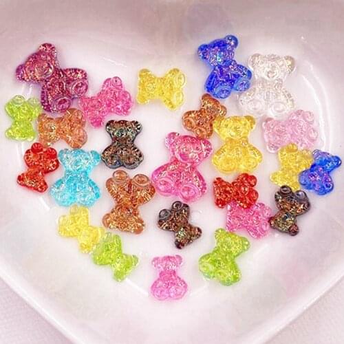 Glitter Bepowder Resin Kawaii Mixed Mini Crystal Little Bear Flatback Rhinestone Scrapbook DIY Christma Home Figurines Crafts