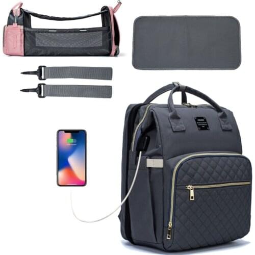 Baby Infant Nappy Changing Bag Portable Large Capacity Folding Crib Diaper Backpack Stroller Straps for Travel Outdoor New 2020