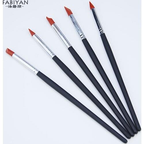 Nail Art Silicone Pen Painting Brush 5Pcs/Set Embossing Mixed Shape Head Carving Polish Manicure Tools UV Gel Builder DIY Desig