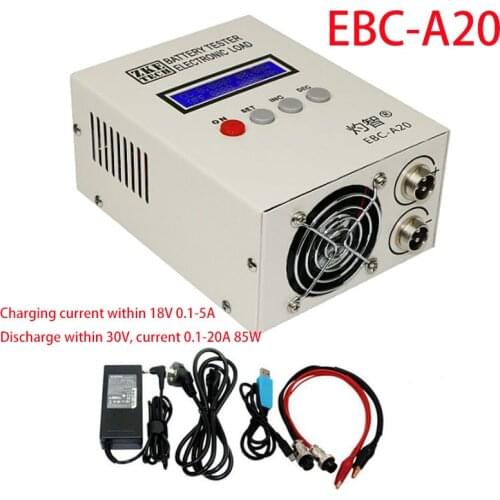 EBC-A20 Battery Tester 30V 20A 85W Lithium Lead-acid Batteries Capacity Test 5A Charge 20A Discharge Support PC Software Control