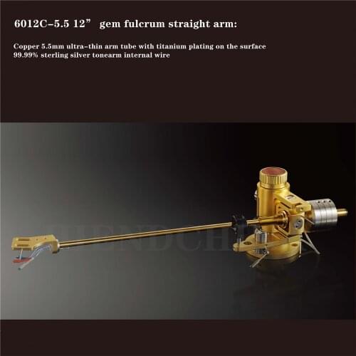 EIZZ EZ-6012C 5.5/9.5mm 12" Gem Fulcrum Straight Arm Copper Tube Titanium Plating 99.99% Sterling Silver Tonearm Internal Wire