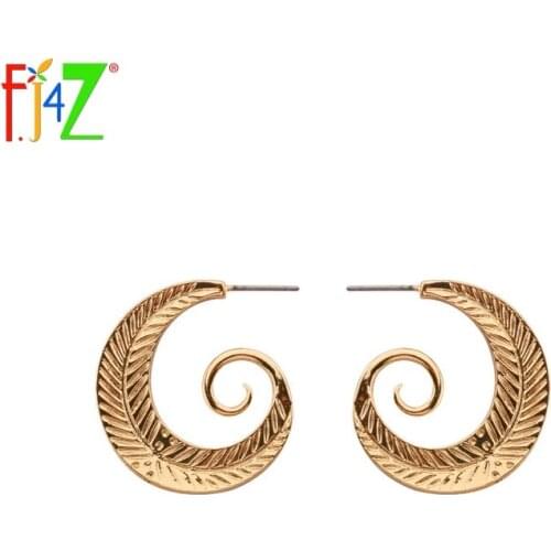F.J4Z Hot Excellent Quality Female Metal Stud Earrings For Party Jewelry Accessories Trending Stylish Golden Leaves Earrings