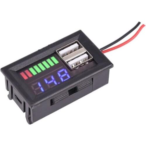 Car 12V Battery Voltage Level Indicator Integrated Dual USB Output 5V 2A Voltage Conversion