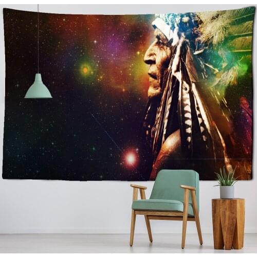 Indian Head Sculpture Tapestry Wall Hanging Psychedelic Mystery Bohemian Living Room Background Cloth Decor