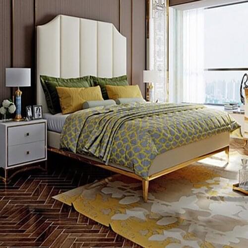 Ins net red bed post-modern fabric bed master bedroom, simple style double bed model room Hong Kong-style light luxury