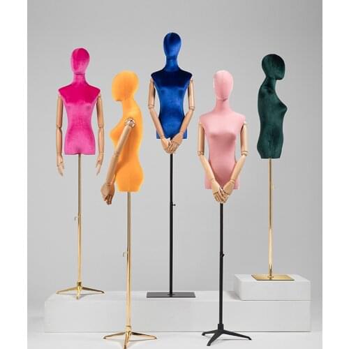 Colorful Velvet Model Women Fake Mannequin Full Body Wedding Dress Display Stand