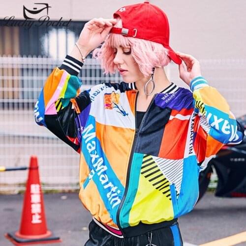 2021 Female Spring Autumn Fashion Long Sleeve Coat Letter Print Hit Color Women Jacket Casual Loose High Quality Outerwear ML102