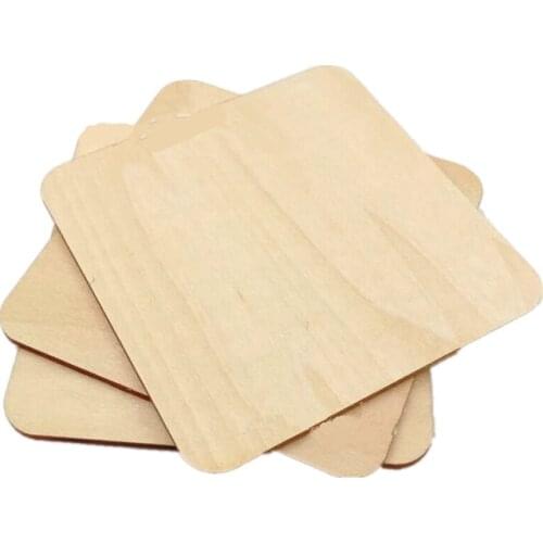 5pcs 100mm 4inch Unfinished Blank Wood Squares Slices DIY Coaster Craft for Painting Writing DIY Wood Burning Arts Craft