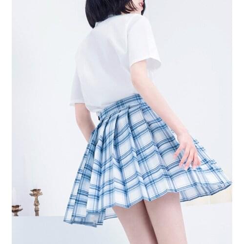 Summer Womens Preppy Style Plaid Skirt High Waist School Girl Uniform Lolita Pleated Skirt A-Line Skirt Cosplay Kawaii Outfit