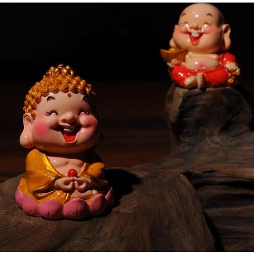 Mini cartoon Maitreya Buddha, lucky Buddha figure, ornaments, gifts, resin crafts, cartoon figurine of Buddha, tathagata