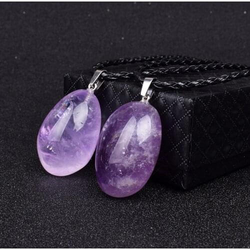 Natural Original Amethysts Pendant Necklaces Women Random Raw Crystal Gem Reiki Necklaces Men Reiki Healing Energy Stone Jewelry