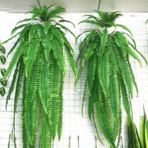 New 1PC Artificial Fern Grass Green Plant Artificial Fern Persian Leaves Flower Wall Hanging Plants Home Wedding Shop Decoration