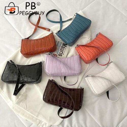 Women PU Bag Alligator Pattern Shoulder Underarm Retro Casual Ladies Small Purse Women Vintage Mini Handbag Tote