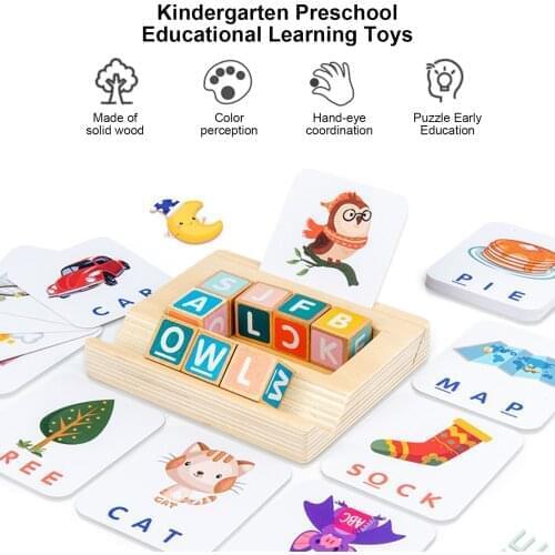 Early Childhood Education English Letters Spell Word Game 26 Letter Matching Cognitive Wooden Toys Montessori Educational Toys