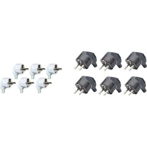 16A 4.8Mm AC Electrical Power Rewireable Plug Male For Wire Sockets Extension Cord Connector 6 Piece EU Plug