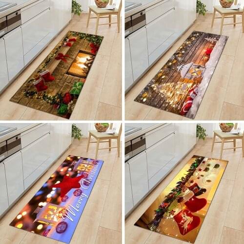 Christmas Pattern Kitchen Mat Bedroom Entrance Doormat Living Room Carpet 3D Home Floor Decoration Bathroom Non-Slip Rug