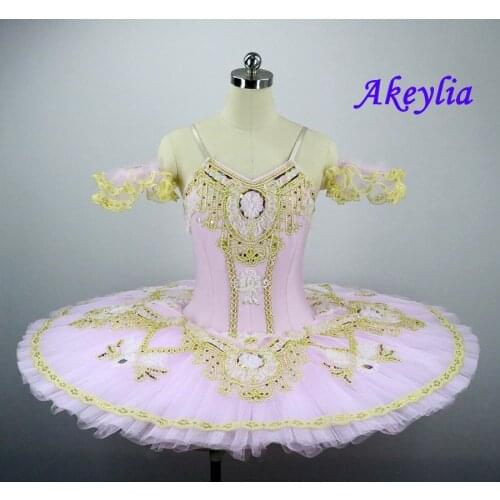 Pink Professional Ballet Tutu Sugar Plum White Gold Women Girl Stage Peroformance PancakeTutu Ballerina Stage Dance Tutu