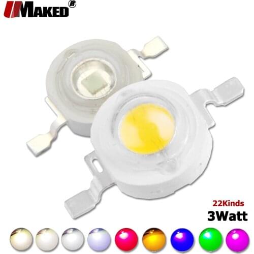 Wholesale High Power LED COB Chip 3W SMD Doide Light Beads Warm Cool White Red Green Blue RGB Yellow 660 440 Grow LEDs Lights