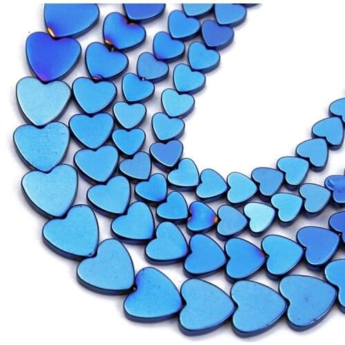 Blue heart shape Natural Hematite Stone beads 6/8/10mm Spacer Loose Beads For Jewelry Making Diy Bracelets necklace Accessories