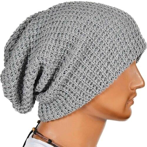 Men Winter Knitting Baggy Cap Casual Warm Keeper Beanie Knitted Crochet Hat