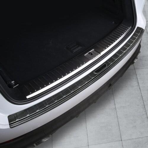 Stainless Steel Car Rear Guard Plate Outer Trunk Load Edge Protection Cover Trim for Porsche Cayenne 2018 Accessories Silver