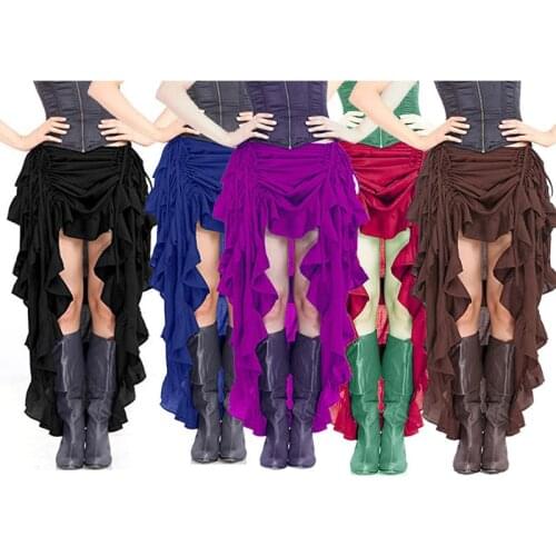 Plus Size Lady Steampunk Pirates Skirt Costume Victorian Medieval ROCK Cosplay Halloween Carnival Party Fancy Dress