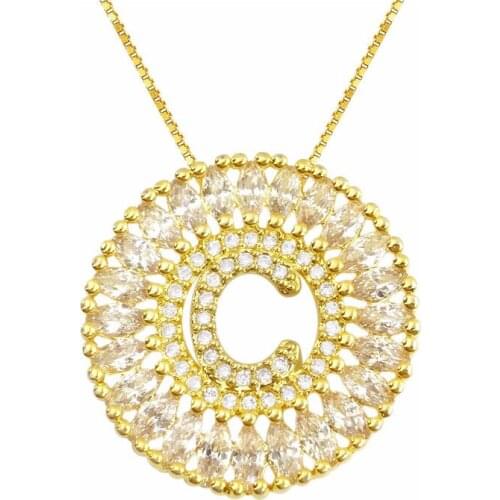 Bottom Price Letter Initial C Necklace Alphabet Women Kolye Collier Shining CZ Joyas Mandala De Letra colar de moda Joyeria New