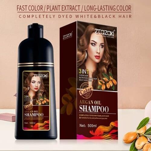ZtaZaki 3Pcs/Lot Natural Hair Color Dye Permanent Long Lasting Fast Brown Hair Dye Shampoo For Women Men Cover Gray Hair Shampoo