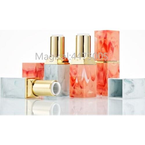 10/30/50pcs Marble Square Empty Lipstick Tube 12.1mm Lip Balm Container Lipstick Shell Packaging Makeup Cosmetics Refillable DIY