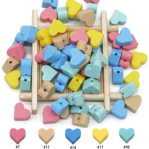 Cute-Idea 10pcs Love Heart Silicone Beads Food Grade Rodent DIY Baby Pendant Necklace BPA Free Baby Teether childrens product