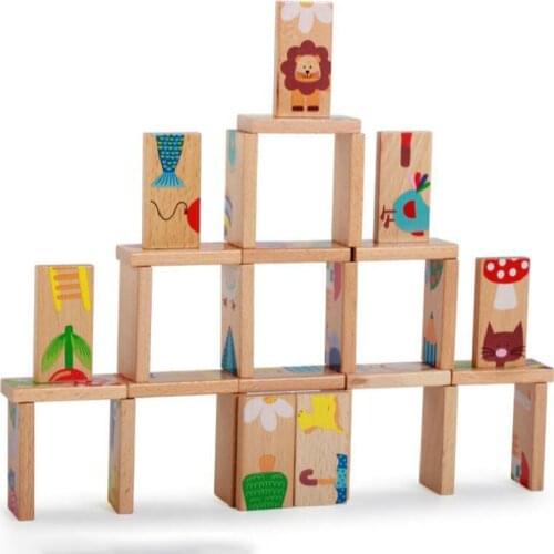 28pcs/set Montessori Educational Animal Colored Dominoes Wooden Puzzle Cartoon Baby Toys Cute Birthday Gifts Funny Kids Games