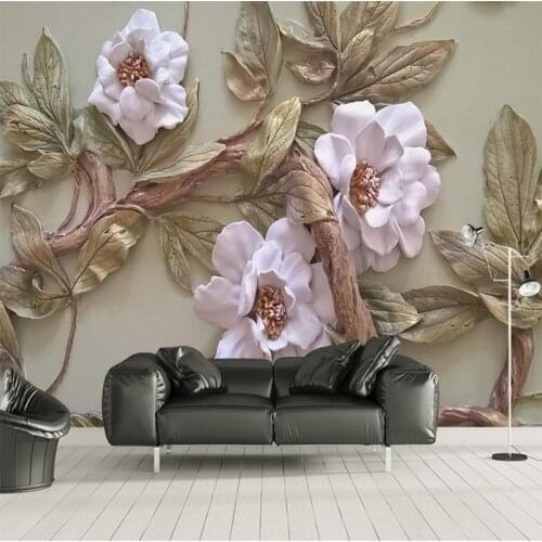 Customize Any Size 3D Wallpaper Mural Stereoscopic Relief Flower Tree Living Room Bedroom TV Background Wall Decoration Mural