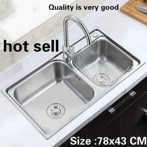 Free shipping Standard Kitchen double groove sink wash the dishes food-grade stainless steel hot sell 780x430 MM