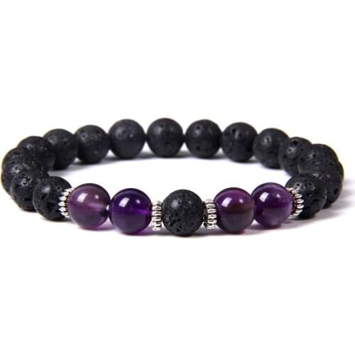 Natural Amethysts Lapis Lazuli Red Agates Tiger Eye stone beads bracelet black lava Stone bracelets for Men Women jewelry gifts