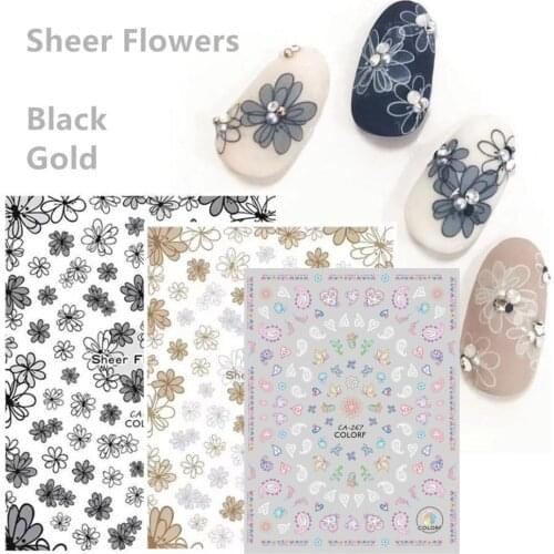 CA-404 film view 3d nail art stickers decal template diy nail tool decorations