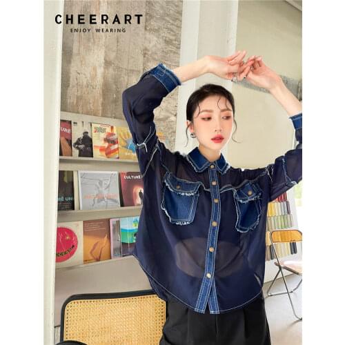 Женские джинсовые рубашки Cheerart China At AliExpress