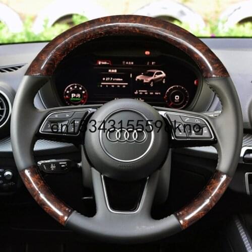 For Audi A3 A4L Q2L Q3 Q5L Q7 Hand Stitched Car Steering Wheel Cover Imitation Peach Grain Leather Interior